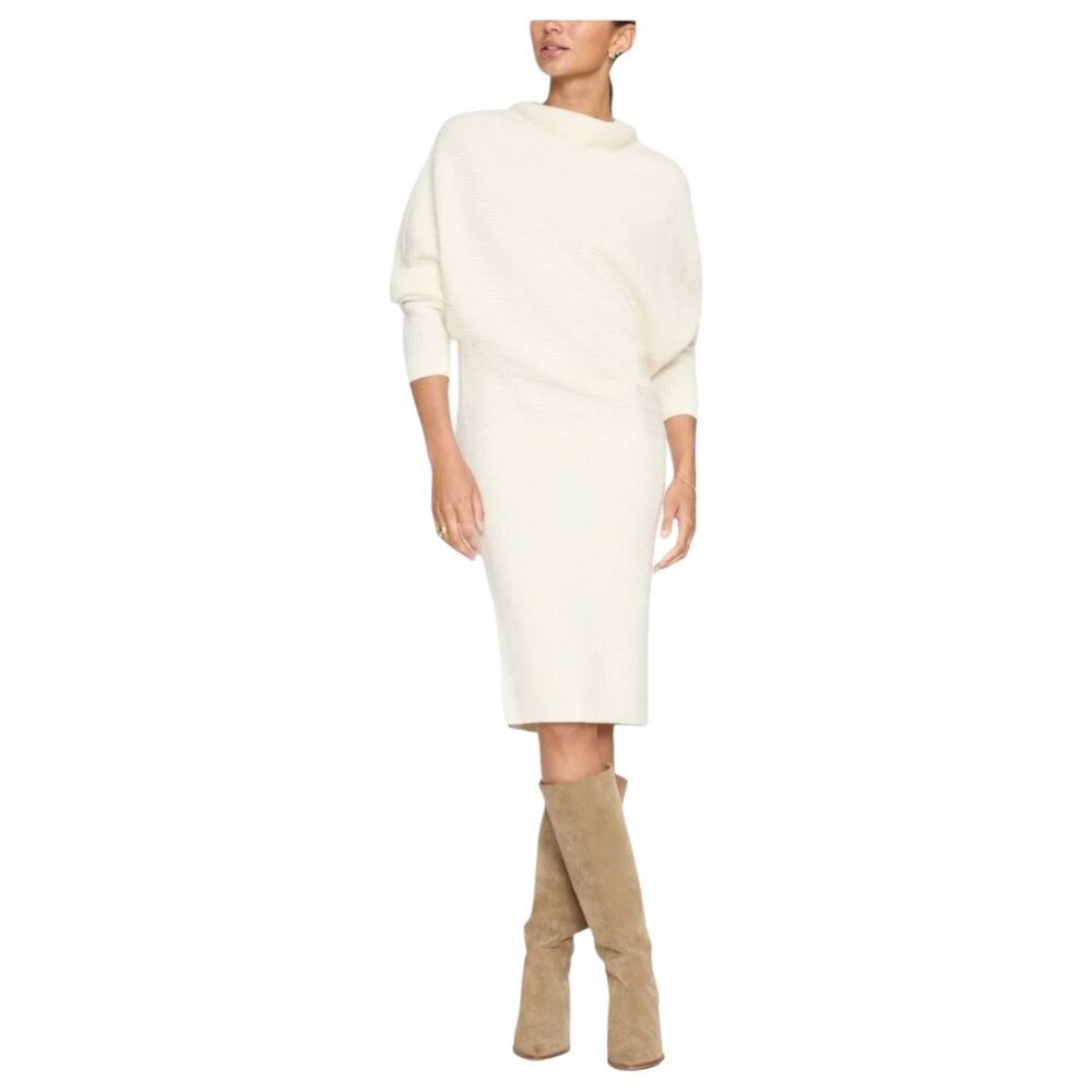 Wool Cashmere Blend Quiet Luxury Brochu Walker Ivory Clede Sweater Dress Sz M
